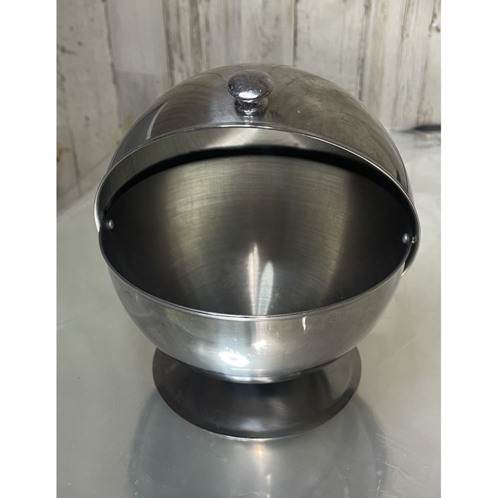 Rolltop Sugar Bowl Vintage Stainless Steel Steel Made In France By Tom Press 7"